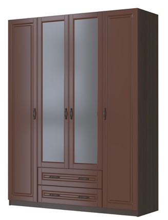 Шкаф четырехстворчатый Кантри, лак орех ШР-4, с 2мя зеркалами в Нальчике - изображение