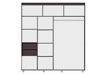 Шкаф 2-х створчатый Комфорт №12 2.0 с фигурными зеркалами, Венге в Нальчике - предосмотр 1