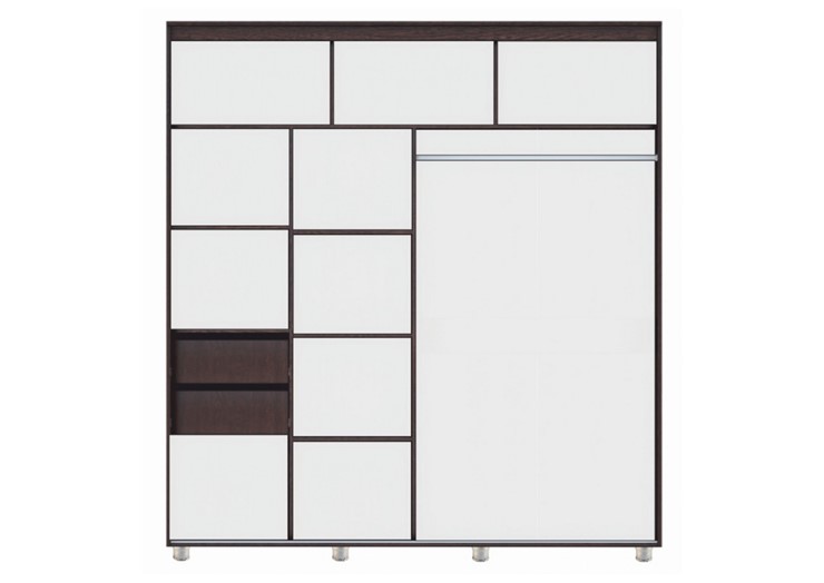 Шкаф 2-х створчатый Комфорт №12 2.0 с фигурными зеркалами, Венге в Нальчике - изображение 1