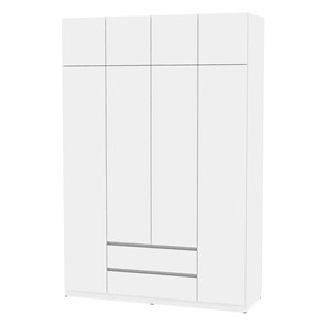 Шкаф четырехдверный Аларти Malta light H302 + Антресоль HA4 (Белый) в Нальчике