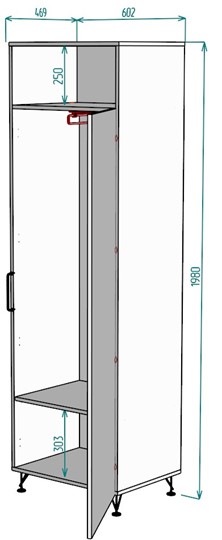 Шкаф одностворчатый Лофт H38, ДВ-Графит в Нальчике - изображение 1