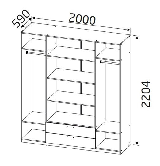 Шкаф четырехстворчатый 4-х дверный Вега с 2 ящиками в Нальчике - изображение 1