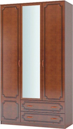 Шкаф трехстворчатый Лак ШР-3 (Орех) с зеркалом в Нальчике - изображение