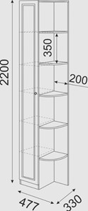 Угловой шкаф-стеллаж Беатрис М13 левый (Орех Гепланкт) в Нальчике - предосмотр 3