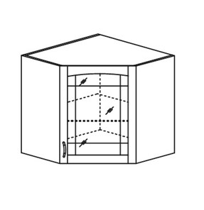 Кухонный шкаф Кантри настенный угловой со вставкой из стекла 918*600*600 мм в Нальчике