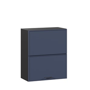 Шкаф навесной горизонтальный 600 комбинированный Индиго ЛД 298.970.000.167, Чёрный/Тёмно-синий в Нальчике - предосмотр