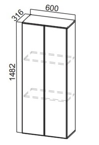 Кухонный пенал-надстройка Стайл, ПН600(912/316), МДФ в Нальчике