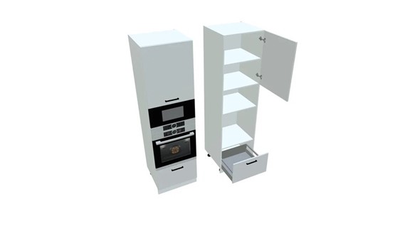 Кухонный шкаф-пенал П7 3, Белое гладкое Ламарти/Белый в Нальчике - изображение
