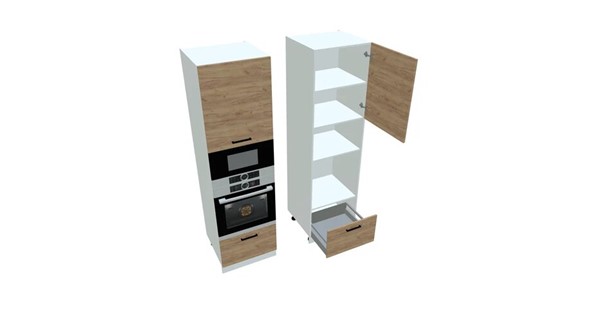 Шкаф-пенал кухонный П7 3, Дуб крафт/Белый в Нальчике - изображение