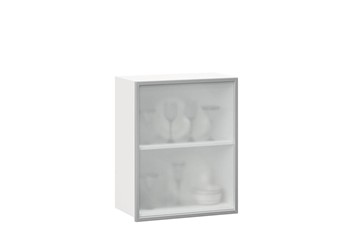 Кухонный шкаф 600, Шервуд, со стеклом правый, ЛД 281.352.000.116, белый/серый в Нальчике