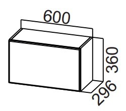 Кухонный навесной шкаф Стайл, ШГ600/360 горизонтальный, МДФ в Нальчике