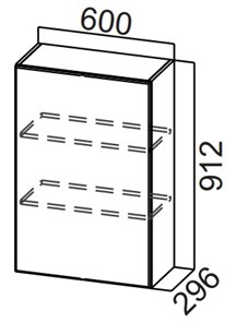 Распашной кухонный шкаф Стайл, Ш600/912(1ств), МДФ в Нальчике