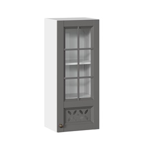 Настенный шкаф Амели-3 400 высокий со стеклом ЛД 299.420.000.040, Белый/Оникс серый в Нальчике