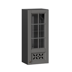 Кухонный навесной шкаф Амели-3 400 высокий со стеклом ЛД 299.420.000.042, Черный/Оникс серый в Нальчике