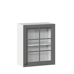 Шкаф настенный Амели-3 600 со стеклом ЛД 299.350.000.030, Белый/Оникс серый в Нальчике