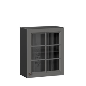 Кухонный навесной шкаф Амели-3 600 со стеклом ЛД 299.350.000.032, Черный/Оникс серый в Нальчике