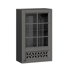 Шкаф навесной Амели-3 600 высокий со стеклом ЛД 299.450.000.048, Черный/Оникс серый в Нальчике