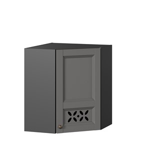 Настенный шкаф Амели-3 угловой 600 ЛД 299.610.000.056, Черный/Оникс серый в Нальчике