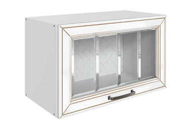 Кухонный шкаф Атланта L600 Н360 (1 дв. рам.) эмаль (белый/белый глянец патина золото) в Нальчике
