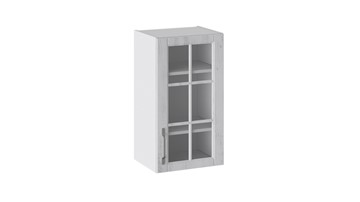 Шкаф на кухню Прованс (Белый глянец/Санторини светлый) со стеклом В_72-40_1ДРс в Нальчике