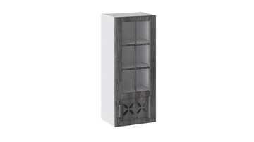 Навесной кухонный шкаф Прованс (Белый глянец/Санторини темный) cо стеклом правый В_96-40_1ДРДс(R) в Нальчике