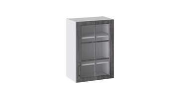 Кухонный шкаф Прованс (Белый глянец/Санторини темный) со стеклом В_72-50_1ДРс в Нальчике