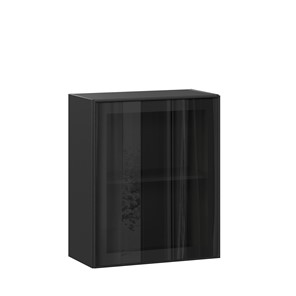 Кухонный навесной шкаф со стеклом 600 Индиго ЛД 298.350.000.063, Чёрный/Чёрный в Нальчике