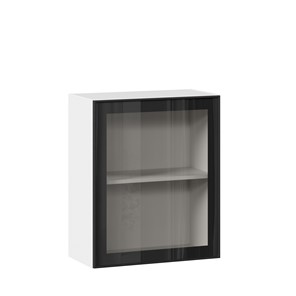 Кухонный шкаф со стеклом 600 Индиго ЛД 298.350.000.105, Белый/Чёрный в Нальчике