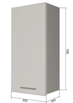 Навесной шкаф В9 45, Сатин/Белый в Нальчике - изображение
