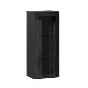 Шкаф настенный высокий со стеклом 400 Индиго ЛД 298.420.000.068, Чёрный/Чёрный в Нальчике - предосмотр