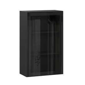 Кухонный навесной шкаф высокий со стеклом 600 Индиго ЛД 298.450.000.170, Чёрный/Чёрный в Нальчике
