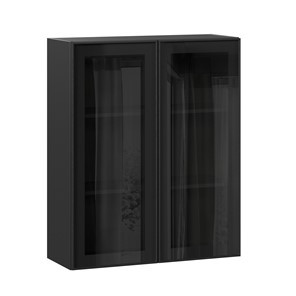 Кухонный шкаф высокий со стеклом 800 Индиго ЛД 298.460.000.156, Чёрный/Чёрный в Нальчике