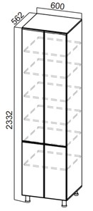 Распашной шкаф-пенал Стайл, П600г(2332), МДФ в Нальчике - предосмотр