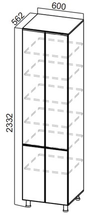 Распашной шкаф-пенал Стайл, П600г(2332), МДФ в Нальчике - изображение