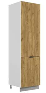 Шкаф-пенал Стоун L600 под холодильник (2 дв.гл.) (белый/акация светлая) в Нальчике