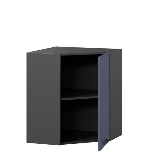 Угловой настенный шкаф Индиго ЛД 298.610.000.158, Чёрный/Тёмно-синий в Нальчике - изображение 1