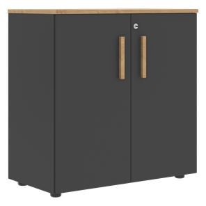 Низкий шкаф широкий с малыми дверцами FORTA Графит-Дуб Гамильтон  FLC 80.1(Z) (798х404х801) в Нальчике
