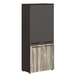 Шкаф колонка со стеклянными и глухими дверями MORRIS  Дуб Базель/Венге Магия MHC 85.2 (854х423х1956) в Нальчике