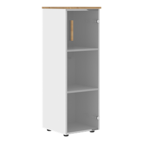 Средний шкаф колонна со стеклянной дверью правой FORTA Белый-Дуб Гамильтон FMC 40.2 (R) (399х404х801) в Нальчике