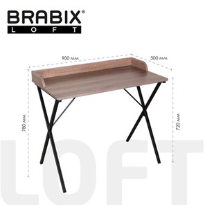 Стол на металлокаркасе BRABIX "LOFT CD-008", 900х500х780 мм, цвет морёный дуб, 641863 в Нальчике - предосмотр 1