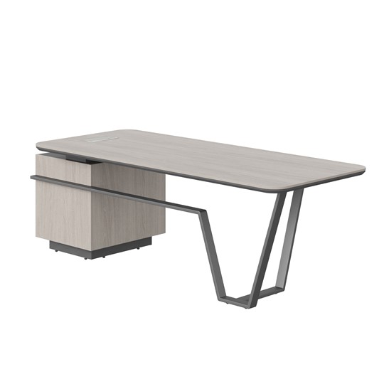 Стол с комбинированной столешницей и правой тумбой LINE Дуб-серый-антрацит СФ-571101.1 (2225х900х762) в Нальчике - изображение 1