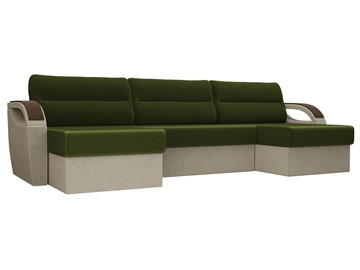 Большой П-образный диван Форсайт, Зеленый/Бежевый (микровельвет) в Нальчике