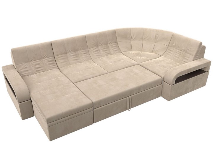 П-образный диван Лига-035, Бежевый (велюр) в Нальчике - изображение 1