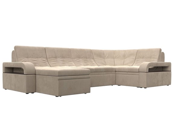П-образный диван Лига-035, Бежевый (велюр) в Нальчике - изображение
