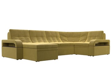 П-образный диван Лига-035, Желтый (Микровельвет) в Нальчике