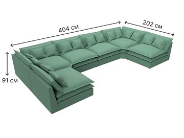 П-образный диван Лига-040, Амур зеленый (рогожка) в Нальчике - предосмотр 6