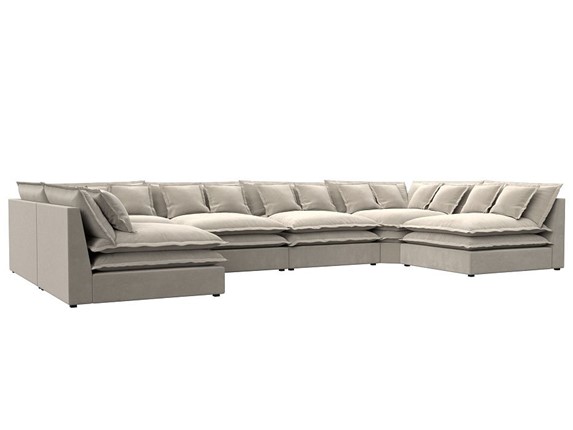 П-образный диван Лига-040, Бежевый (микровельвет) в Нальчике - изображение