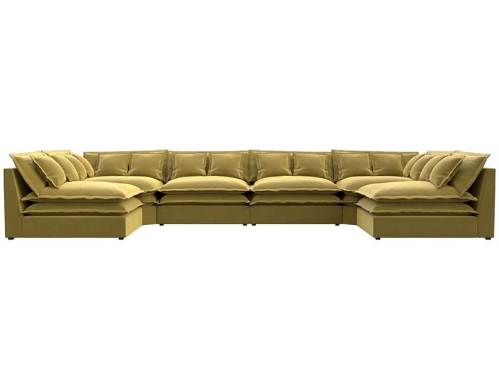 Большой П-образный диван Лига-040, Желтый (микровельвет) в Нальчике - изображение 1