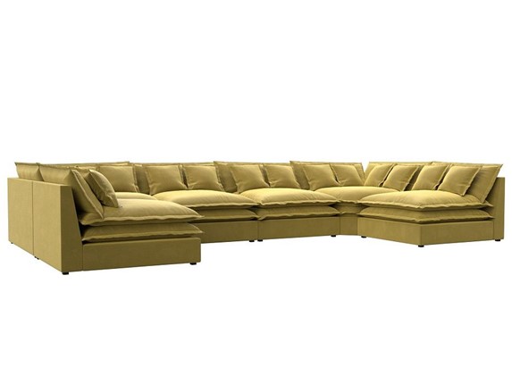 Большой П-образный диван Лига-040, Желтый (микровельвет) в Нальчике - изображение