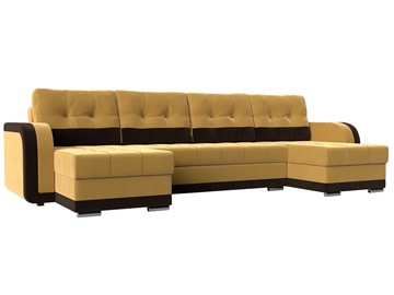 П-образный диван Марсель, Желтый\Коричневый (Микровельвет) в Нальчике